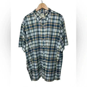LL Bean Mens Shirt XL Blue green yellow Plaid Button Up Long Sleeve Casual